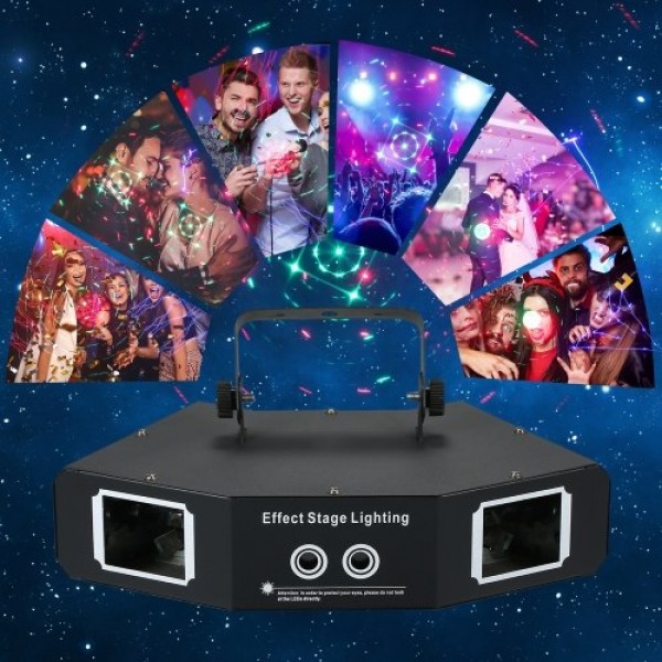 AC110-240V 50W RGB Stage Light 11 Channels/ 16 Patterns Supported Auto-run/ DMX512/ Sound Activated/ Master-slave for Home Party