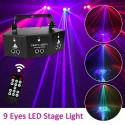 Laser Party Light 9 Eyes LED Stage Lighting LED Strobe Light Sound Activated Remote Control for Party KTV DJ Disco Wedding