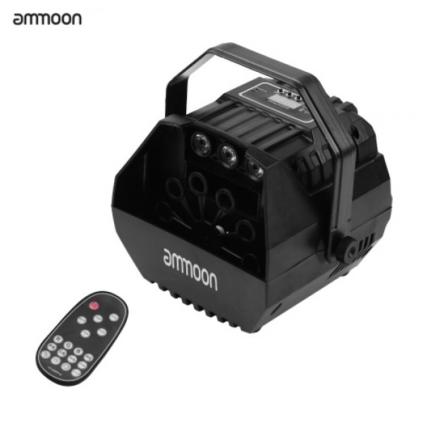 ammoon LED Bubble Machine Projector Sound Activated with U-shape Handle Remote Control for Stage Wedding Decoration