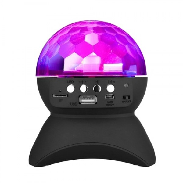 muslady Wireless BT Music Speaker Colorful LED Crystal Rotating Ball Light