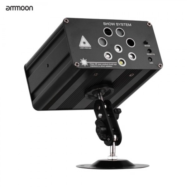 ammoon IGB-T813 Aurora Strobe Stage Light 128 Combinations 8 Holes RGBW Sound Activated