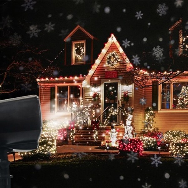 9W LED Snowfall Light Rotatable White Snowflake Projector