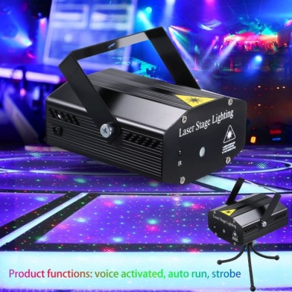 Mini DJ Disco Stage Strobe Projector Light Voice Activated with Remote Control Party Club KTV Light