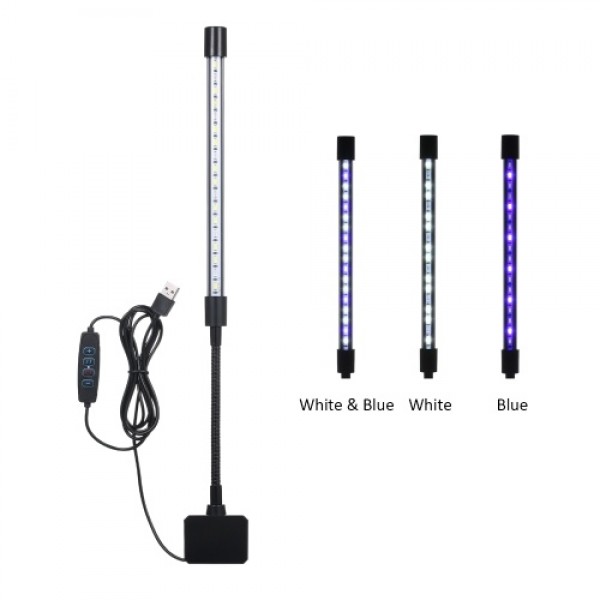 DC 5V 7W 18 LED Aquarium Light Fish Jar Clamp USB Powered Clip View Lamp