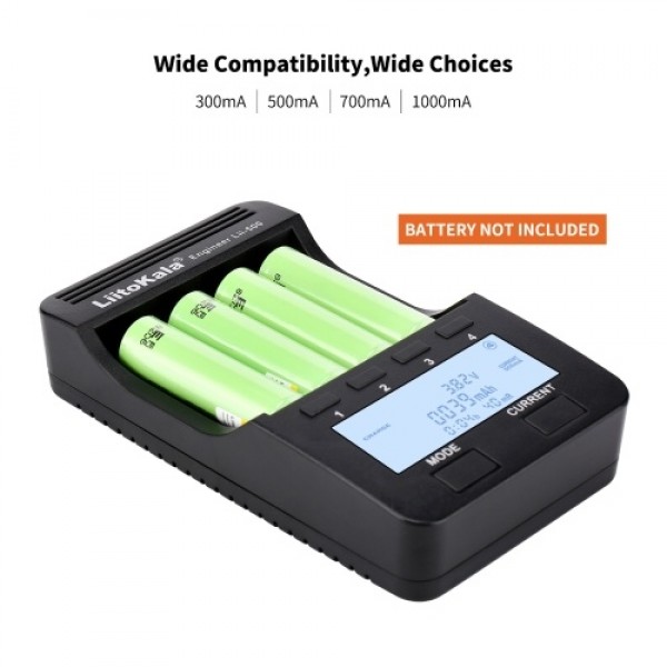 LiitoKala Lii-500 Battery Charger Smart Charger w/ 4 Battery Slots LCD Display for Ni-MH Ni-Cd Li-ion Rechargeable Batteries Hol