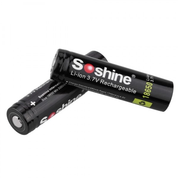 Soshine 2pcs 18650 3.7V 3400mAh Rechargeable Li-ion Lithium Battery