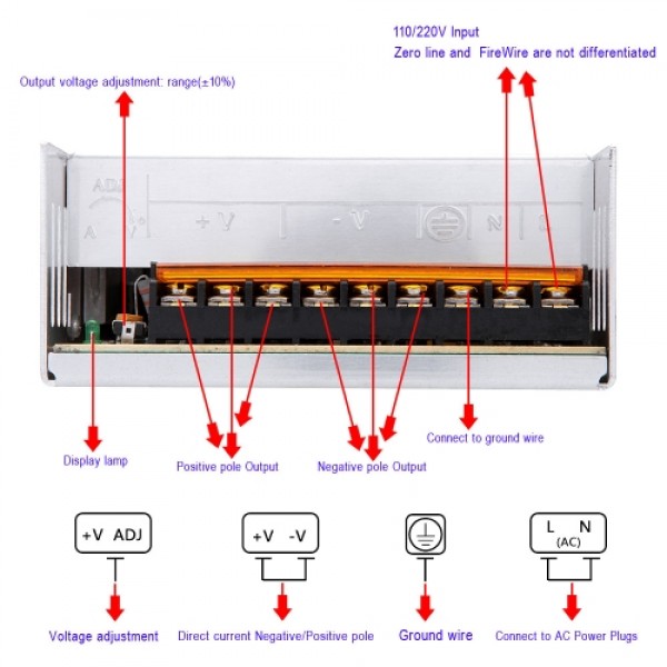 AC 110V/220V to DC 48V 8.3A 400W Voltage Transformer Switch Power Supply