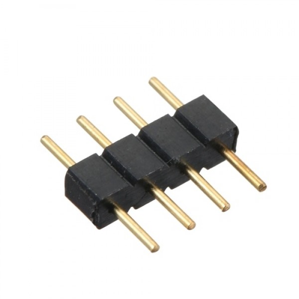 50 Pack Black 4 Pin Male Connector Plug for RGB LED Strip Lighting