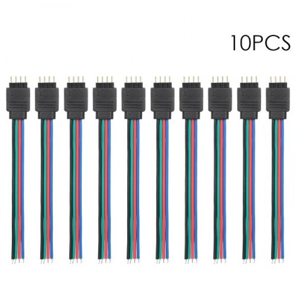 10 Pack RGB 4 Pin Extension Weld Line for LED Strip Light