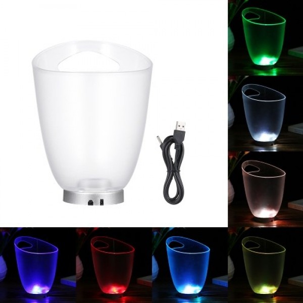 4L High Capacity 4 LED RGB Light Lamp Ice Bucket Curve Design Automatic Color Changing/ Static Color Battery Powered/ USB Operat