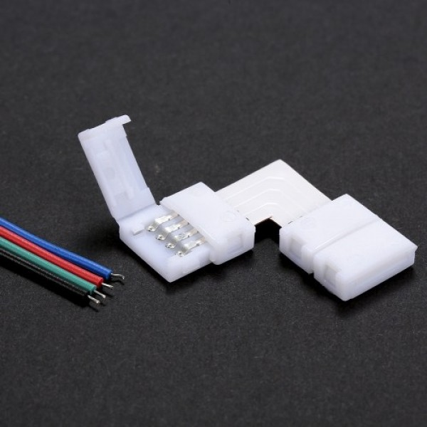 10 Pack White L Shape 4 Pins RGB LED Strip Connector Quick Splitter