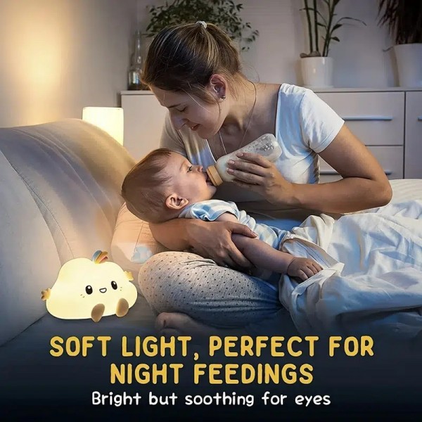 Christmas Gift Baby Bedside Light Small Cloud Silicone Light Bedroom Color Changing Led Pat Light Birthday Gift Night Light [120