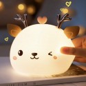 Baby Bed Lamp, Christmas Gift, Mini Night Light Novelty Little Cute Deer Silicone Beat Light Birthday Gift, Chargeable [1800mAh 