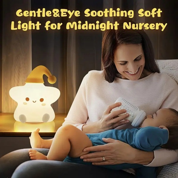 Christmas Gift Baby Bedside Lamp, Touchable, Remote Control, Star Light, Pat Silicone Lamp, Remote Control Bedside Night Light, 