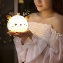 Baby Bed Lamp, Christmas Gift, Mini Night Light Novelty Little Cute Deer Silicone Beat Light Birthday Gift, Chargeable [1800mAh 