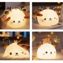 Baby Bed Lamp, Christmas Gift, Mini Night Light Novelty Little Cute Deer Silicone Beat Light Birthday Gift, Chargeable [1800mAh 