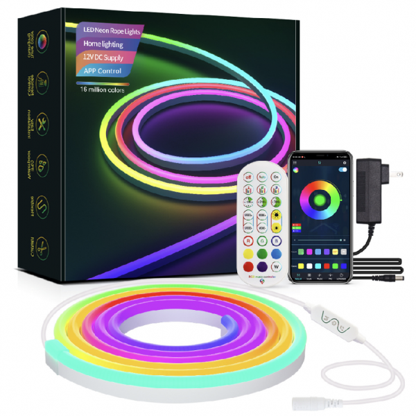 16.4FT/5m DIY Neon Lights, LED Light Strips, Bar Lights, Silicone Light Strips, Colorful LED Neon Soft Low Voltage, Waterproof Light Strip Kit, APP Control And Compatible With Alexa Control, Can DIY Shape Design, Game Room, Bedroom, Living Room, Party