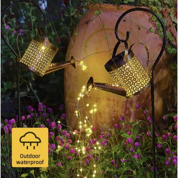 1pc Watering Can Light, Waterproof Copper Solar Garden Lights For Outdoor, Pathway, Yard, Deck, Lawn, Patio, Walkway, Solar Lights For Outside