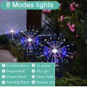 1 Pack Solar Firework Light Outdoor, IP65 Waterproof Solar Garden Flower Lights With 8 Lighting Modes, Decorative Fairy Lights With Stake For Yard Patio Garden Pathway Courtyard Villa Outdoor Lighting Decoration